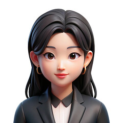 3D Illustration of Businesswoman with Confident Expression