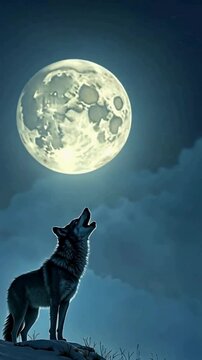 Wolf Howling Under Full Moon, Showing Attraction and Power