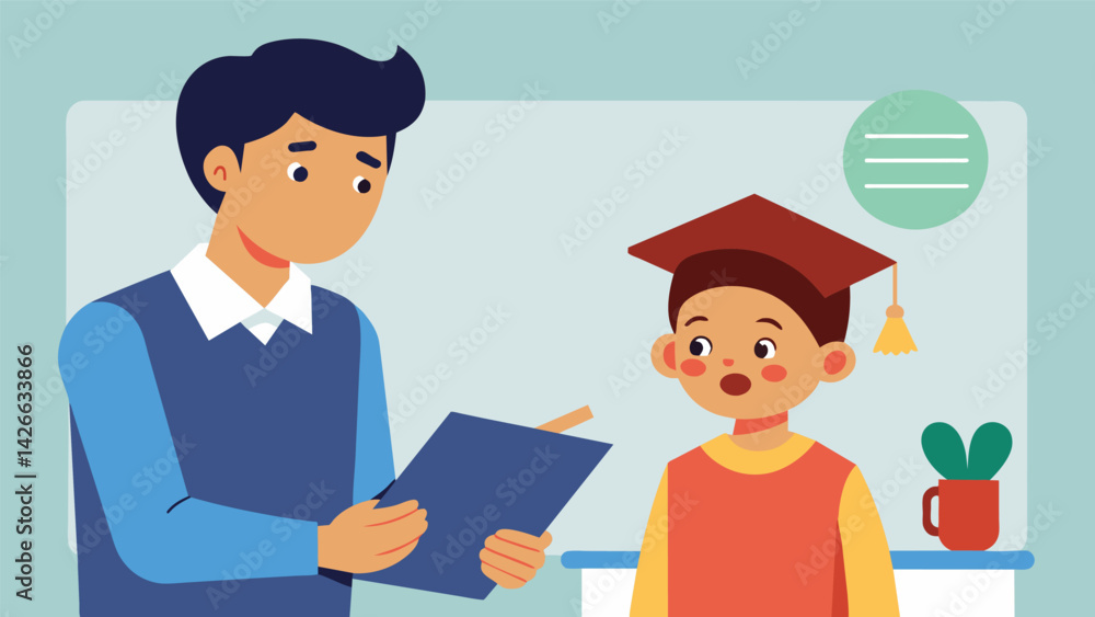 Poster a parent explains to their child that just because they received a merit scholarship it doesnt mean 