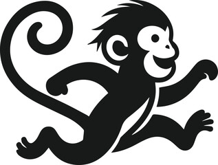 Silhouette of a running monkey vector