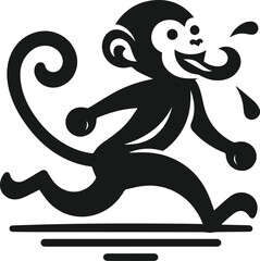 Silhouette of a running monkey vector