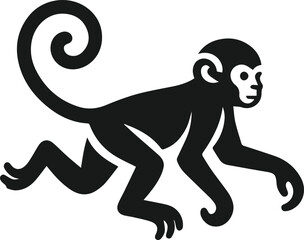 Silhouette of a running monkey vector