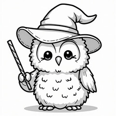 Cute Owl With a hat and wand for halloween