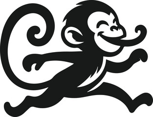 Silhouette of a running monkey vector