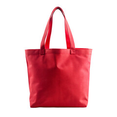 Plain red tote bag isolated on white background