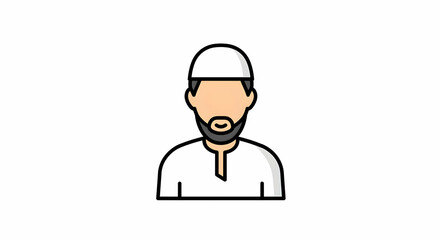 Man Wearing Cap Icon Illustration in Simple Style