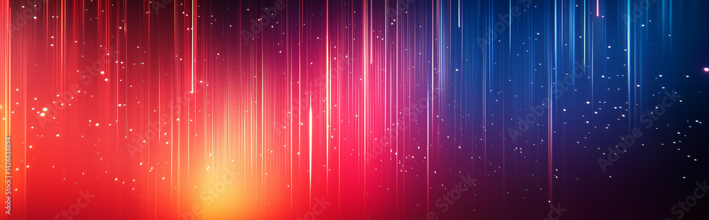 Poster abstract background with vertical lines and bokeh effect in red and blue gradients colors design