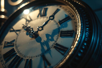 Fototapeta premium Dramatic Time Traveler Shattering a Clock Symbolizing the Destruction of Time, Generative AI