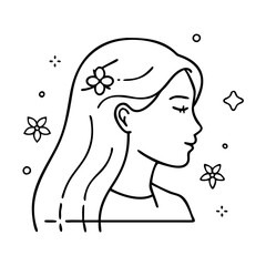 beautiful profile of young woman icon,