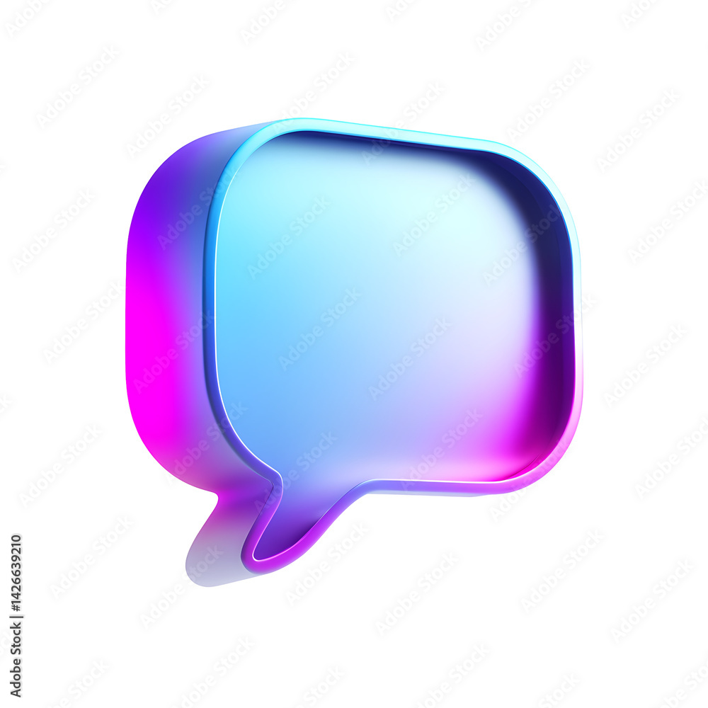 Poster abstract 3d render of a vibrant gradient speech bubble