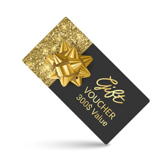 Gift certificate voucher with golden texture