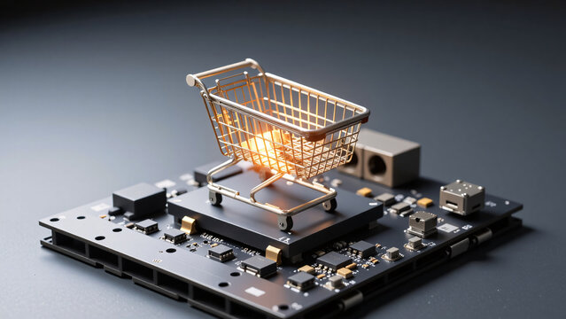 Electronic Commerce Digital Marketplace on Advanced Circuit Board Microchip Technology