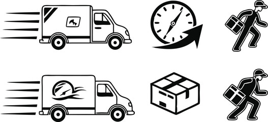 delivery truck icons set