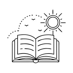 book and sun icon, book and sun vector illustration-simple illustration of book and sun, perfect for book and sun logos and icons