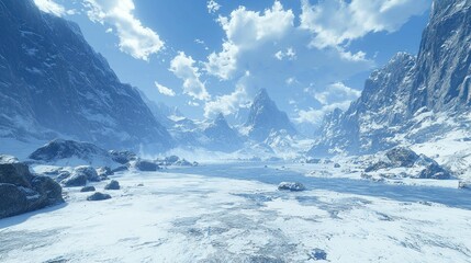 Frozen Mountain Valley Scenery