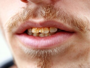 Obraz premium The presence of yellow and dirty teeth indicates a need for cleaning, a process that can be understood with the assistance of generative AI