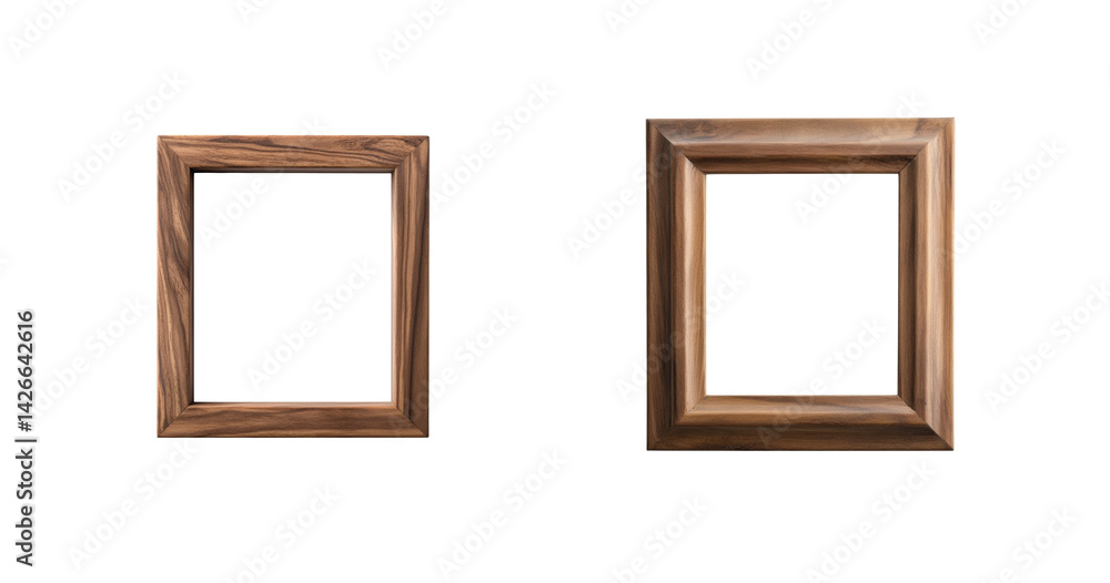 Aufkleber collection of two rectangular empty wooden frames with unique textures and finishes