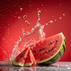 Dynamic watermelon explosion with juicy splash and bold summer vibes