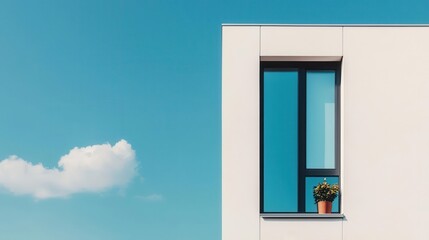 Large minimalist stainless steel window with subtle linear details, highend glass panel, and sophisticated architecture