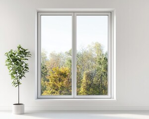 Fototapeta premium Sleek stainless steelframed window with ultrathin borders, seamless glass panels, and a minimalist modern aesthetic