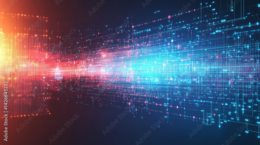 Poster a light background provides the setting for a futuristic and high-tech abstract style that incorpora