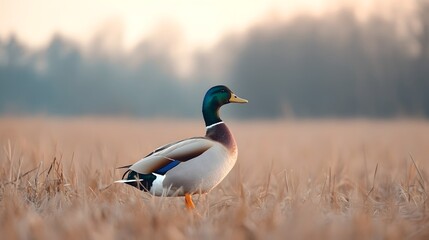 Fototapeta premium Tranquil Wild Duck Enjoying Natural Habitat in Balanced Ecosystem