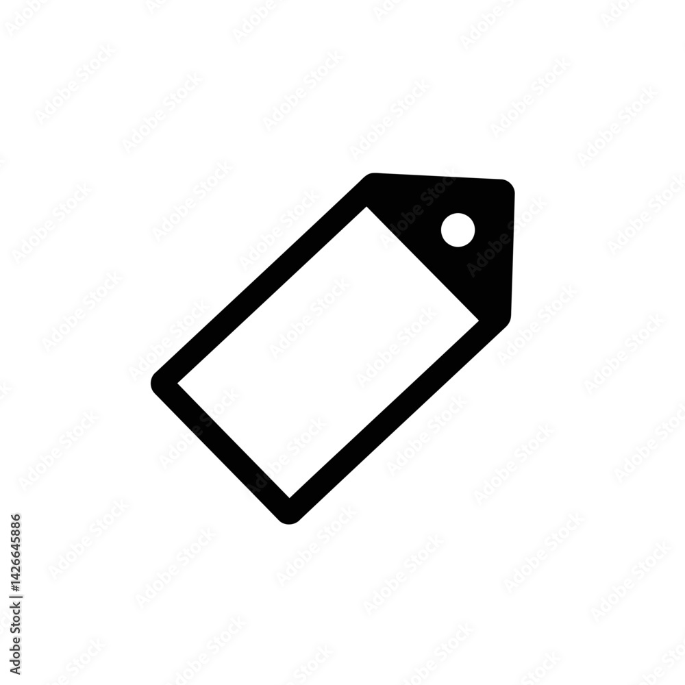 Poster a simple slanted rectangular tag icon with a hole at the top