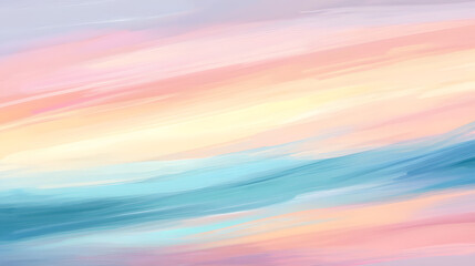 Fototapeta premium of pastel colors blending seamlessly from pink to light blue, with soft brushstrokes creating a serene and tranquil artistic atmosphere 
