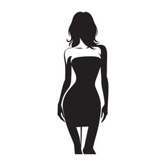 Bold Tube Dress silhouette, confident and figure-hugging – Tube Dress illustration – Minimalist Tube Dress vector – Ladies dress silhouette

