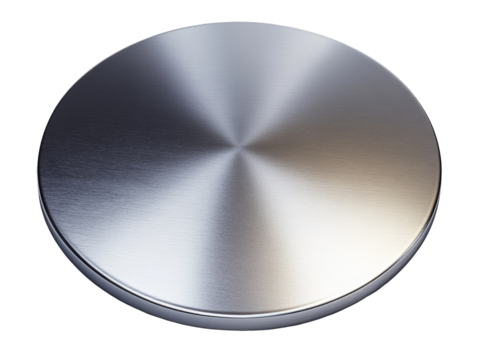A Stunning Close-Up of a Shiny Circular Metal Disc on a Black Background Reflecting Light