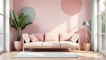 Abstract geometric shapes in soft pastel hues create a calming interior design repeat , minimal, shape, home