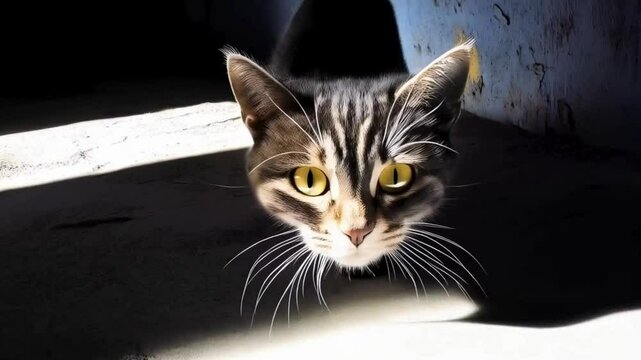 Shadowy Kitten in a Sunbeam