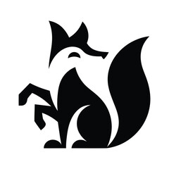 Stylish Fox Silhouette Design for Logos and Prints, Black and White Fox Vector for Wildlife and Nature Themes