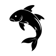 Obraz premium Elegant Koi Fish Silhouette - Black and White Vector