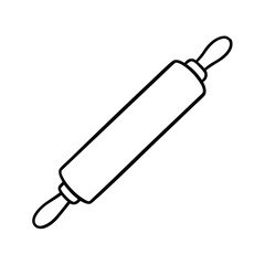 Simple outlined rolling pin illustration for baking pastry dough preparation tool