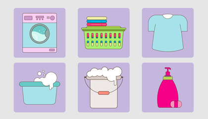 Posters for the laundry service. Icons for washing