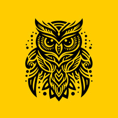 Vector tattoo design of a majestic owl, featuring intricate linework and geometric patterns