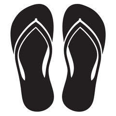 Flip flops icon silhouette isolated on white background. Flip flops sign vector illustration design