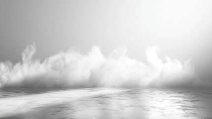 Dynamic cloud formation over a pure white background abstract art minimalist environment horizon view