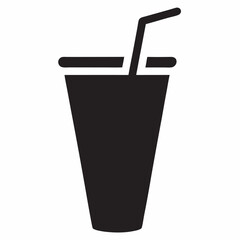 Minimalist black-and-white illustration of a drink glass icon featuring a straw. Perfect for applications involving beverages, parties, or minimalistic art themes.