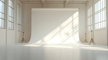 Fototapeta premium Studio photography setup modern art space minimalist environment horizontal perspective creative concept