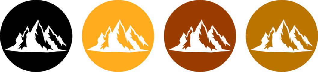 Mountains silhouette vector design. White isolated on color full background vector set. Vector illustration.