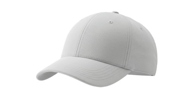 white golf cap floating in air, photorealistic, performance fabric texture, no logo, isolated on white background