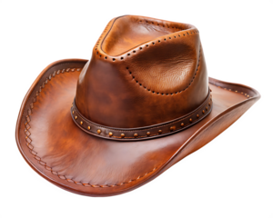brown leather cowboy ha isolated on white background PNG