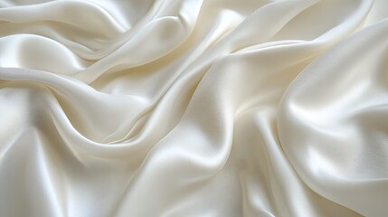 Fototapeta premium Flowing silk fabric horizontal pure white background textured close-up elegant aesthetic soft light