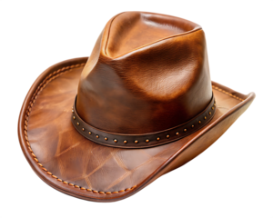 brown leather cowboy ha isolated on white background PNG