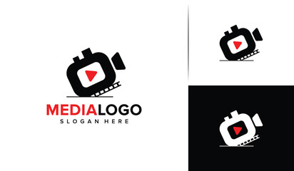 Media logo, film, media icon, film industry, media film, and videography vector logo design, videography logo design template