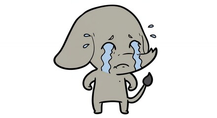 Fototapeta premium Cartoon sad elephant image