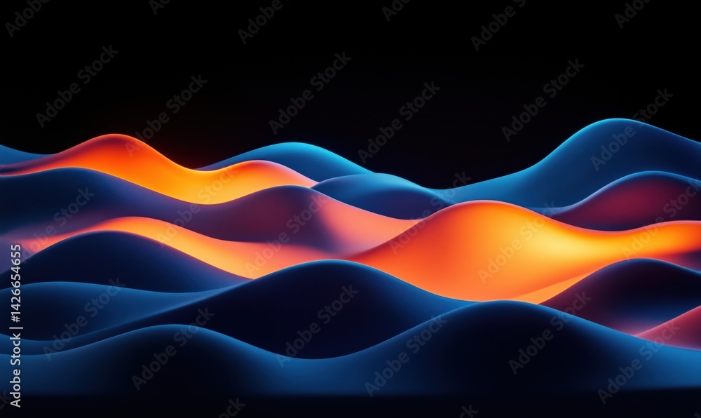 Poster abstract wave patterns with vibrant colors and smooth gradients in dark background