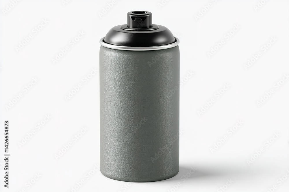 Poster gray spray paint can designed for artistic projects and home improvement tasks found in a workshop o